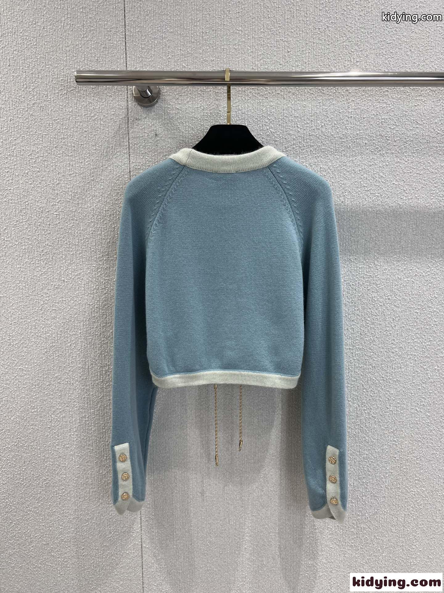 新作！配色 カシミヤ カーディガン シャネル ニット コピー ブルー-1