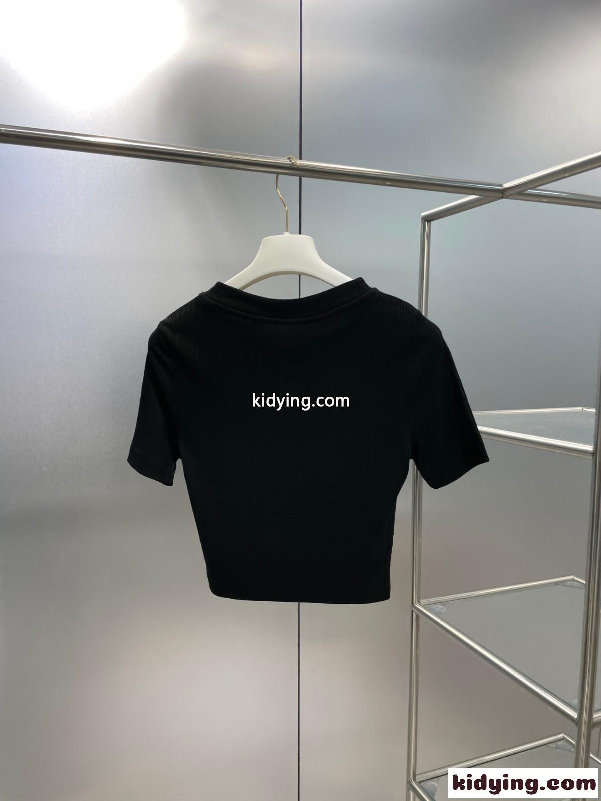 アナグラム トップス リブコットンジャージー ロエベ Tシャツ コピー ブラック-0
