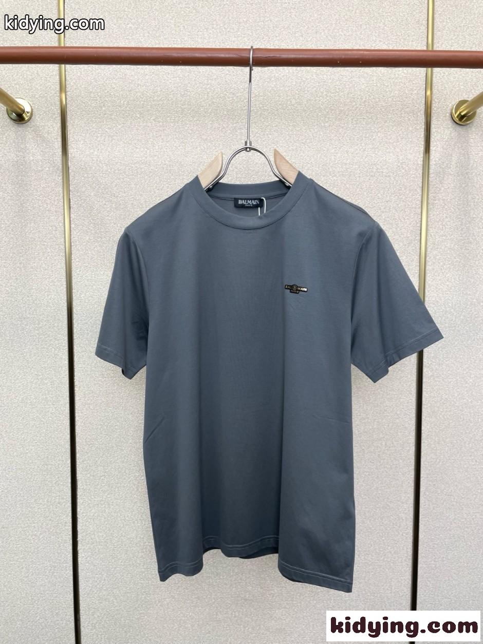 シンプル 合わせやすい ロゴ 半袖Tシャツ バルマン Tシャツ 偽物-2