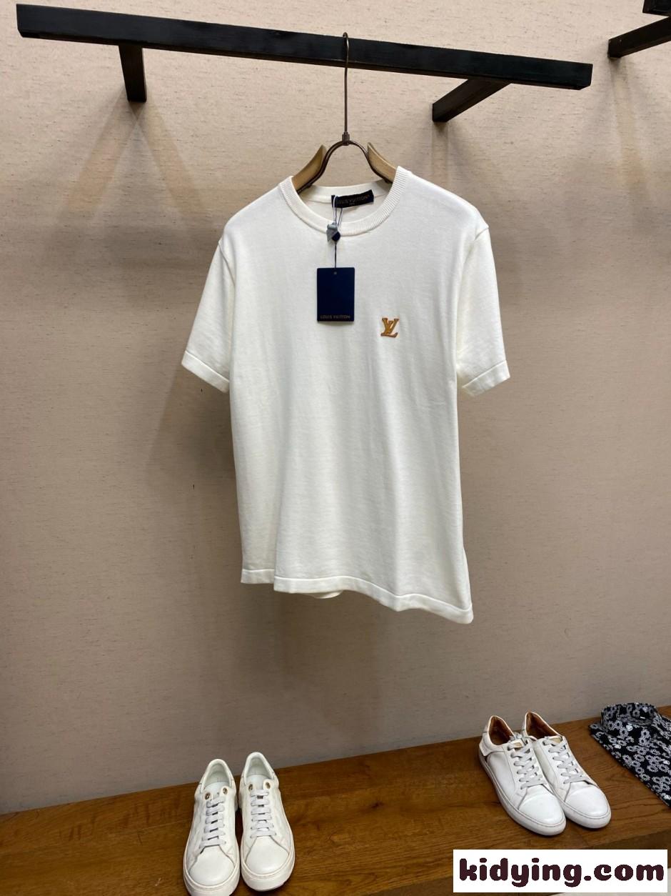 ショートスリーブ クルーネック ウィズ シグネチャー ルイ・ヴィトン Tシャツ コピー ホワイト-0
