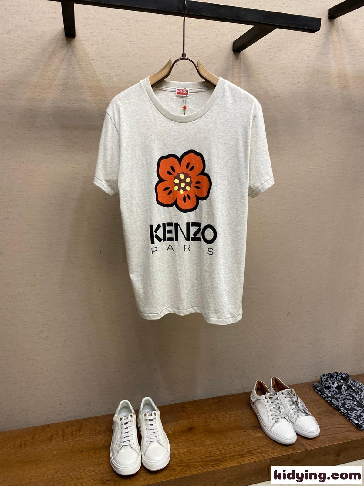 ユニセックス 快適 コットン 半袖Tシャツ ケンゾー Tシャツ コピー クルーネック グレー-0