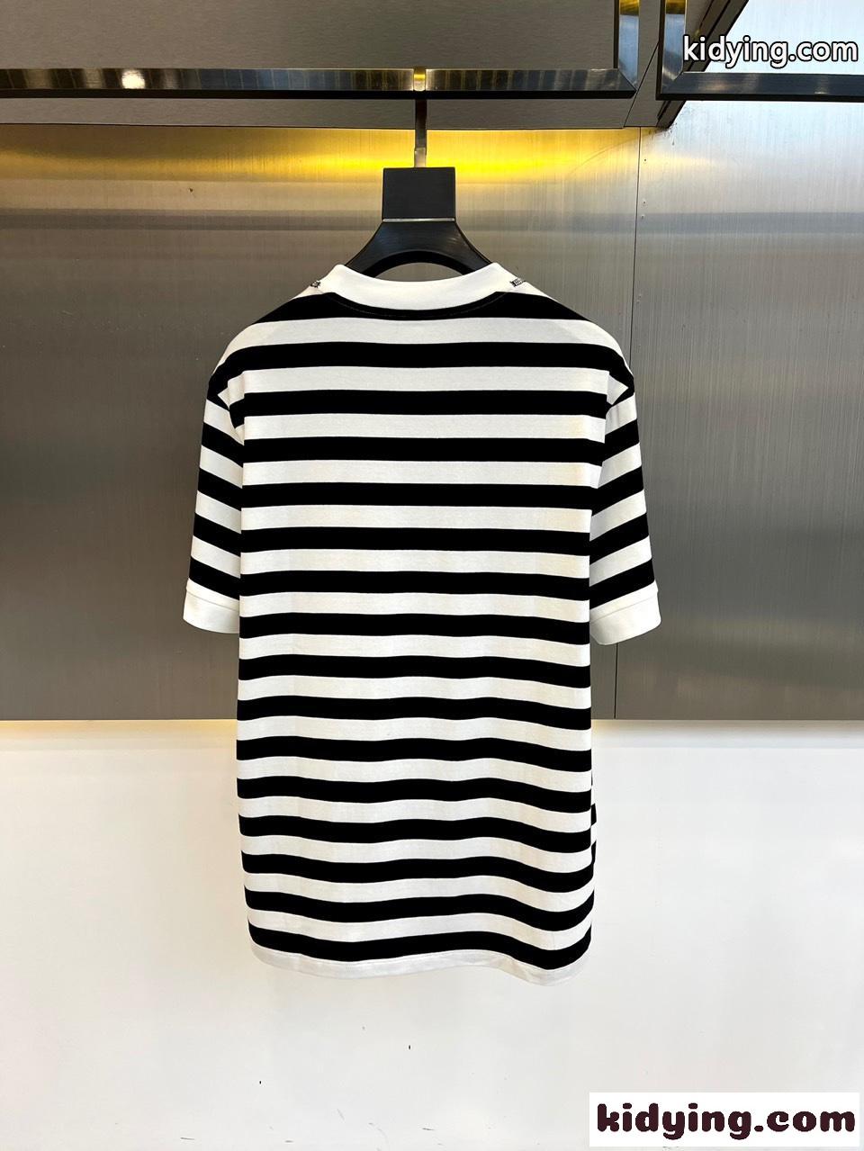 カジュアル ストライプ ドルチェ&ガッバーナ 半袖Tシャツ コピー クルーネック-4