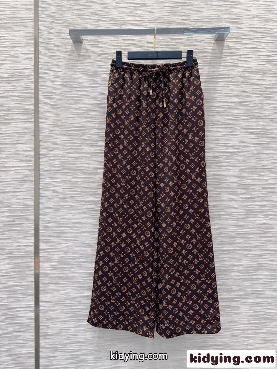 モノグラム ドローストリング ワイドパンツ ルイ・ヴィトン パンツ コピー ブラウン-1