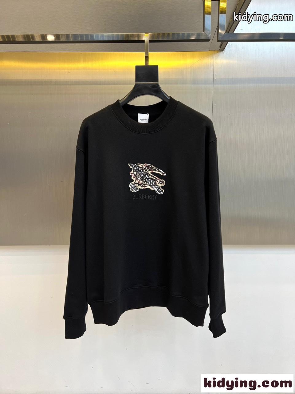 定番 クルーネック スウェットシャツ バーバリー Tシャツ 偽物 コットン ブラック-0