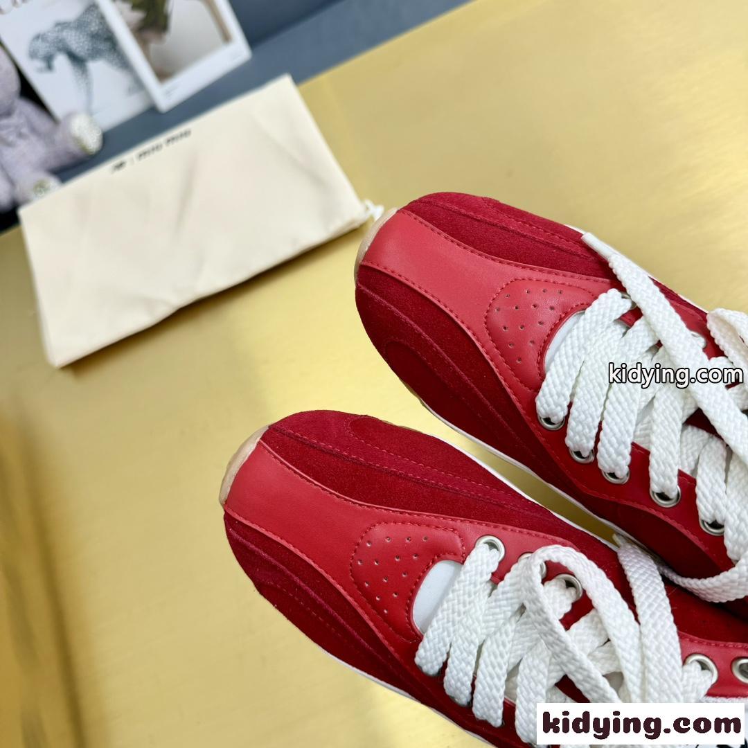 大人気 Miu Miu x New Balance スエード＆レザー ローカットスニーカー スーパーコピー レッド-2