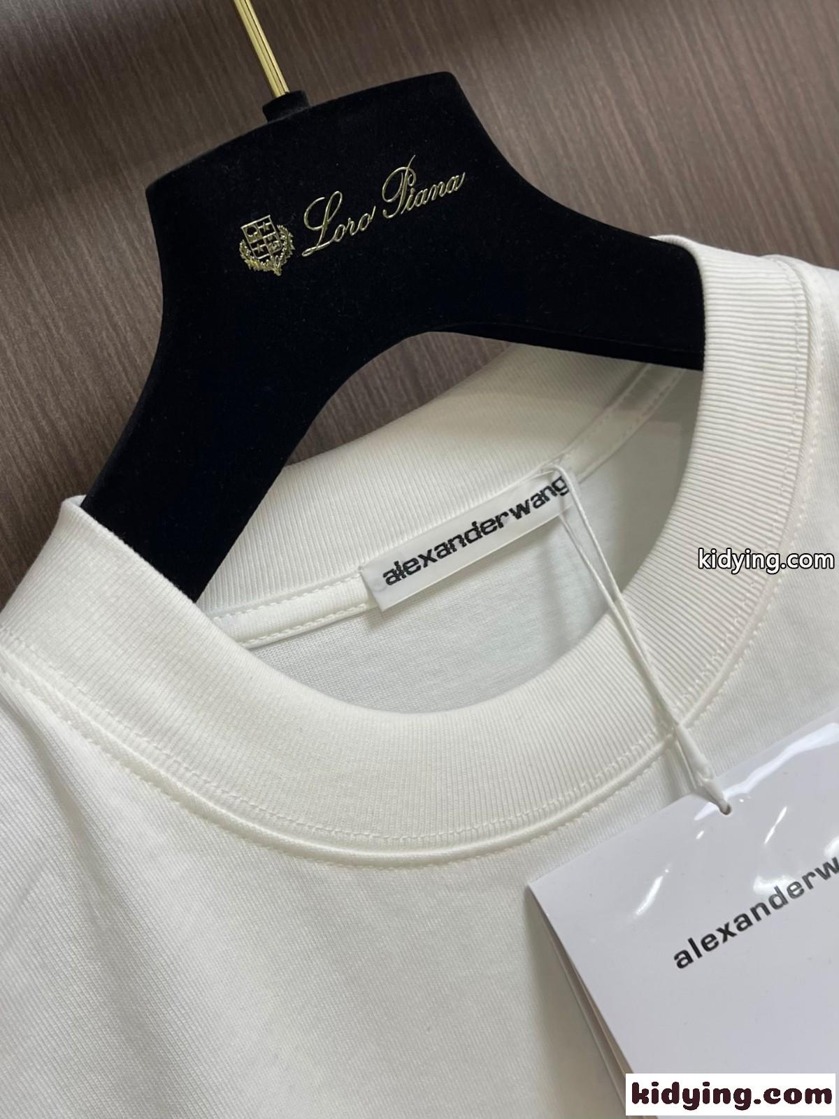 アレキサンダーワング Tシャツ コピー シンプル ロゴ入り クルーネック 半袖Tシャツ ホワイト-4
