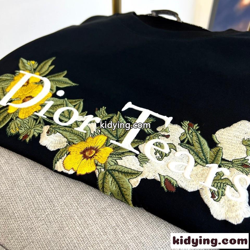 クリスチャン・ディオール Tシャツ コピー クルーネック ユニセックス 春夏 定番 刺繍-3