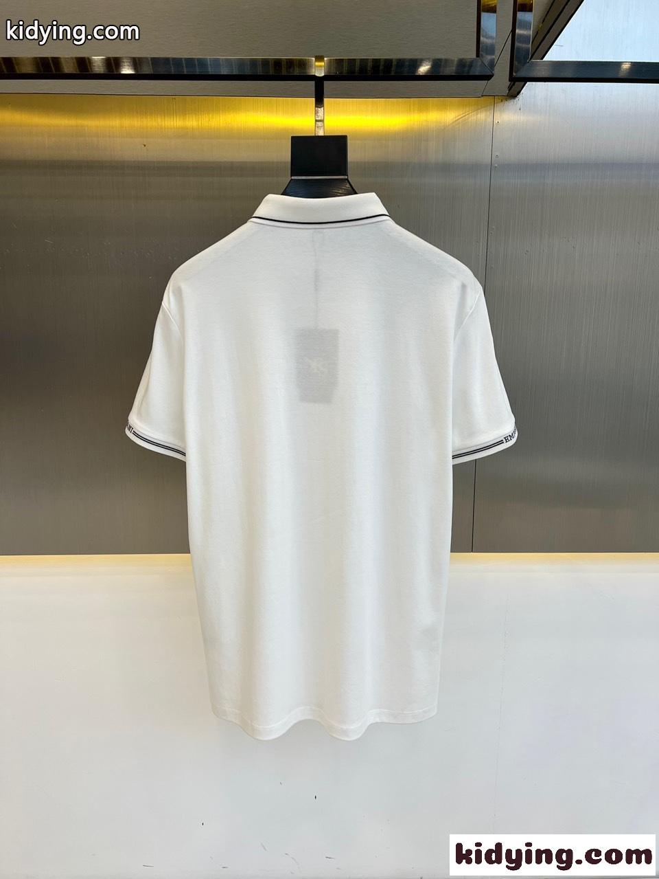 洗練された コットンピケポロシャツ アルマーニ 半袖Tシャツ コピー ホワイト-4