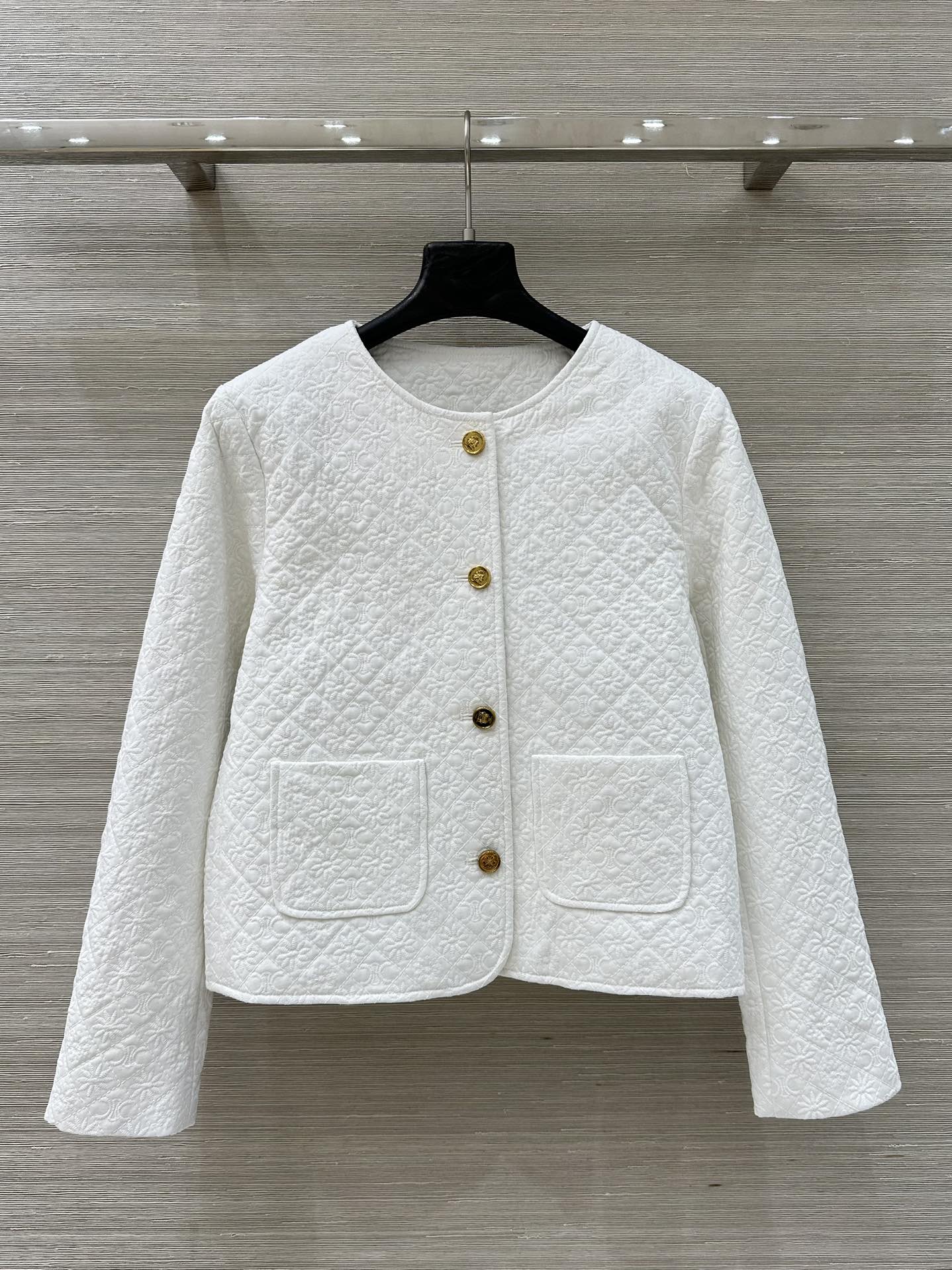 上品 ノーカラージャケット セリーヌ ジャケット コピー レディース アウター ホワイト-1
