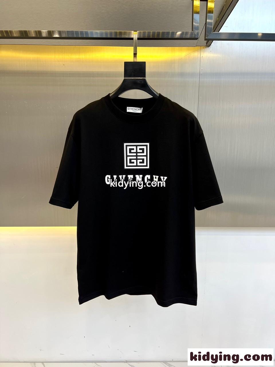 おしゃれ ロゴ 半袖Tシャツ ジバンシィ Tシャツ 偽物 クルーネック ブラック-0