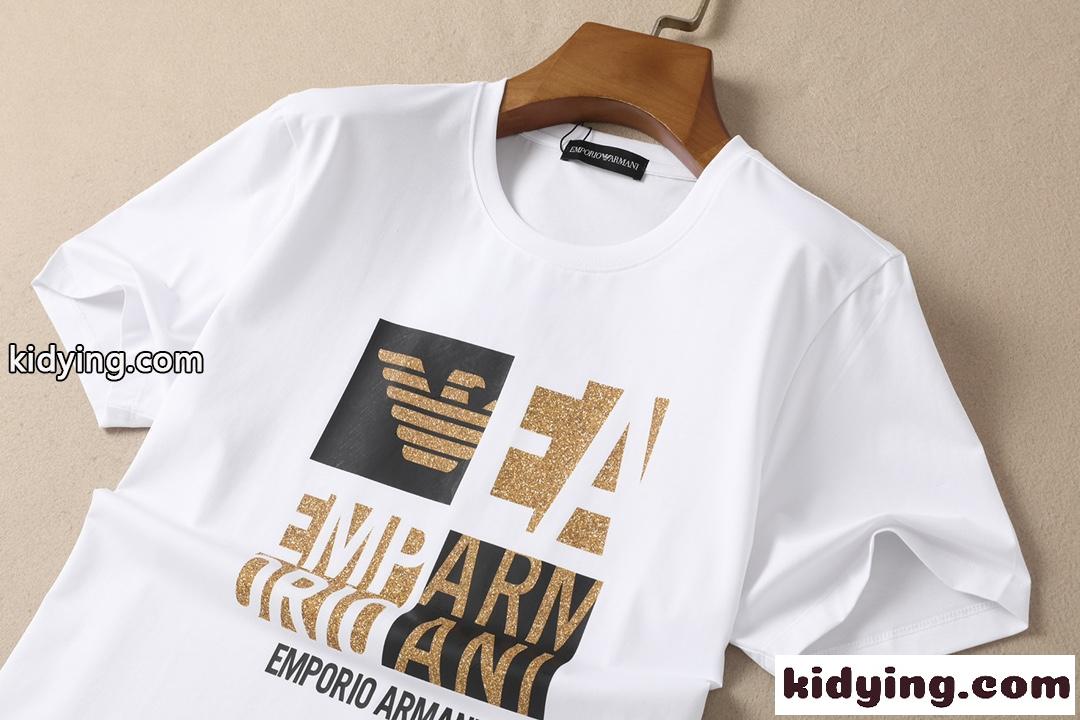 ベーシック カジュアル プリント クルーネック アルマーニ tシャツ コピー 着心地抜群 半袖 トップス-3