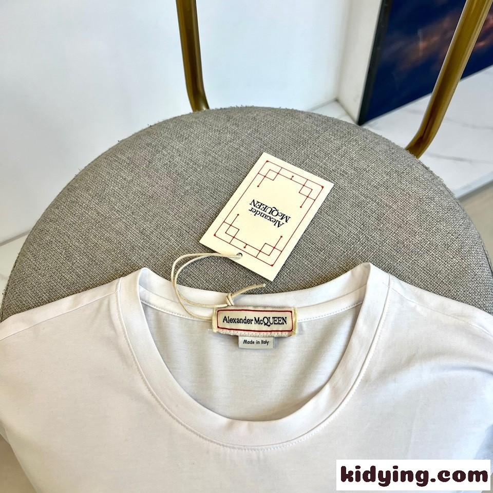 McQueenグラフィティ 半袖Tシャツ アレキサンダー・マックイーン Tシャツ コピー ホワイト-1