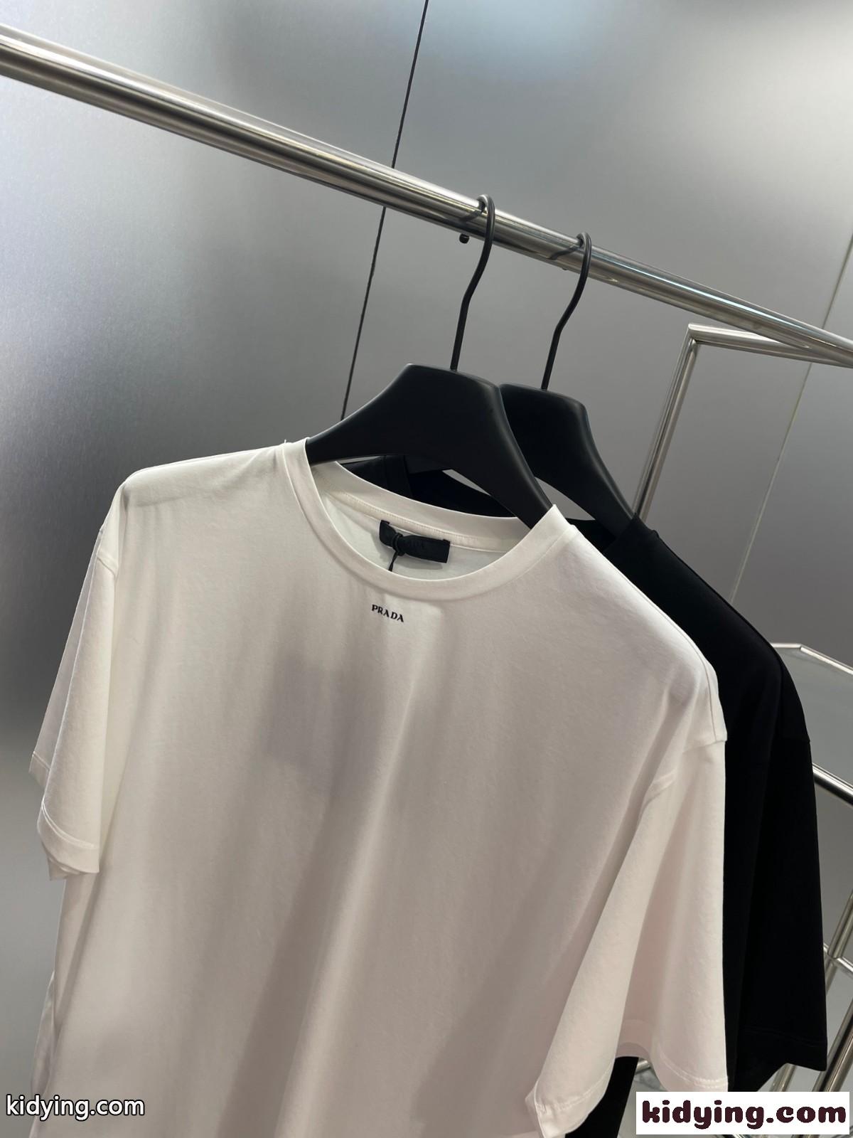 シンプル クルーネック ジャージーTシャツ プラダ Tシャツ コピー ユニセックス-2
