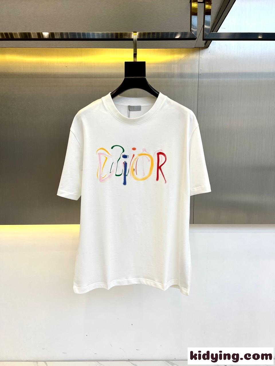 カジュアル ロゴ入り クルーネック 半袖Tシャツ クリスチャン・ディオール Tシャツ 偽物 ホワイト-0