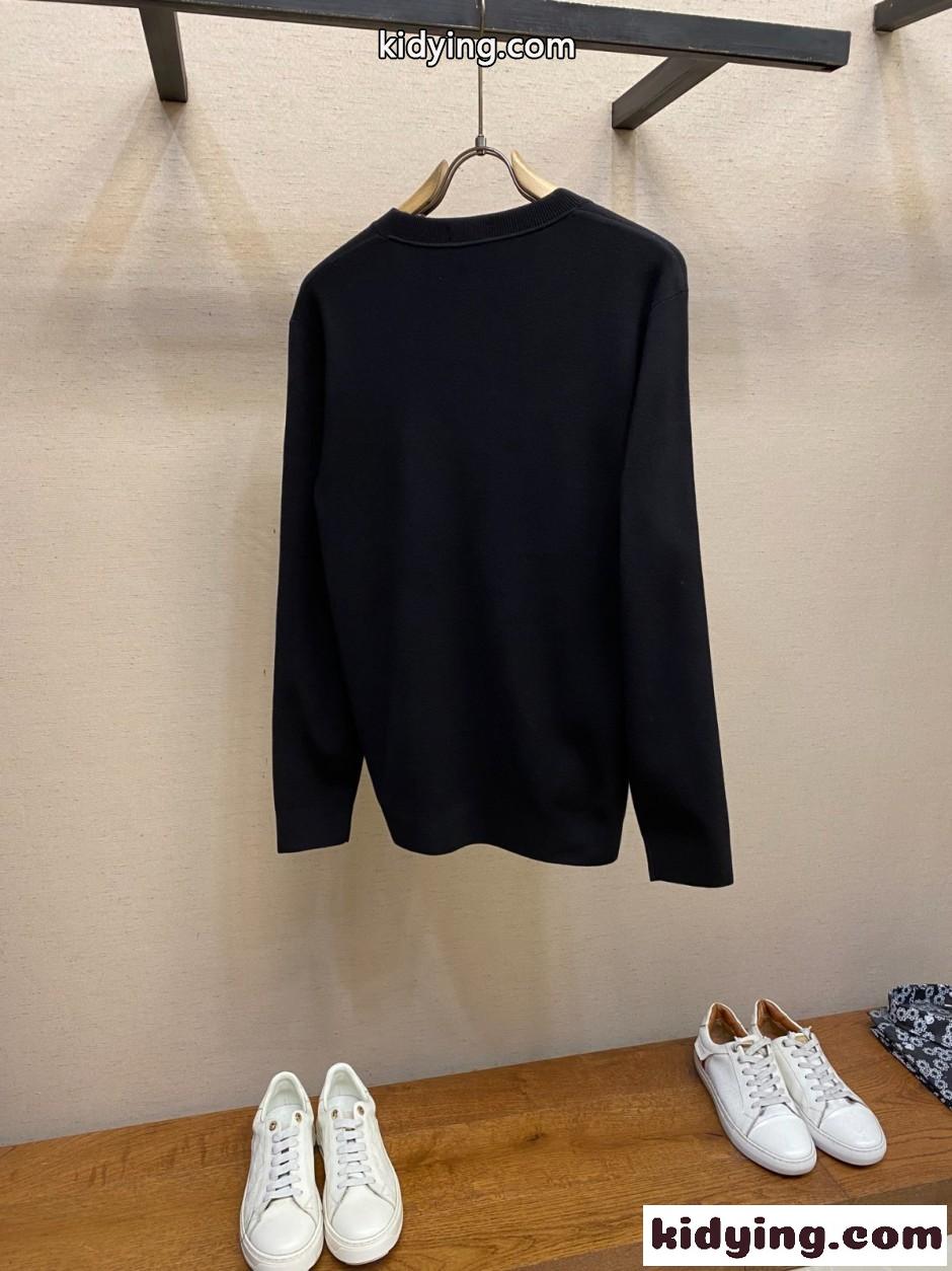 シンプル 上品 クルーネック ニット エルメネジルド・ゼニア セーター 偽物 ブラック-2