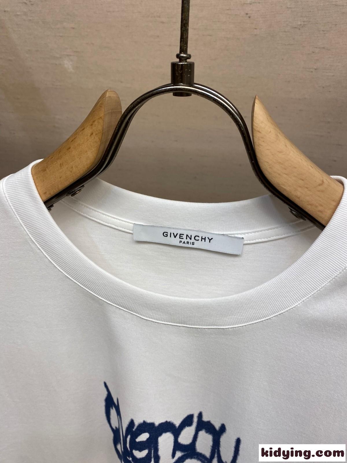 カジュアル ジバンシィ Tシャツ 偽物 プリント クルーネック コットン 半袖Tシャツ ホワイト-2