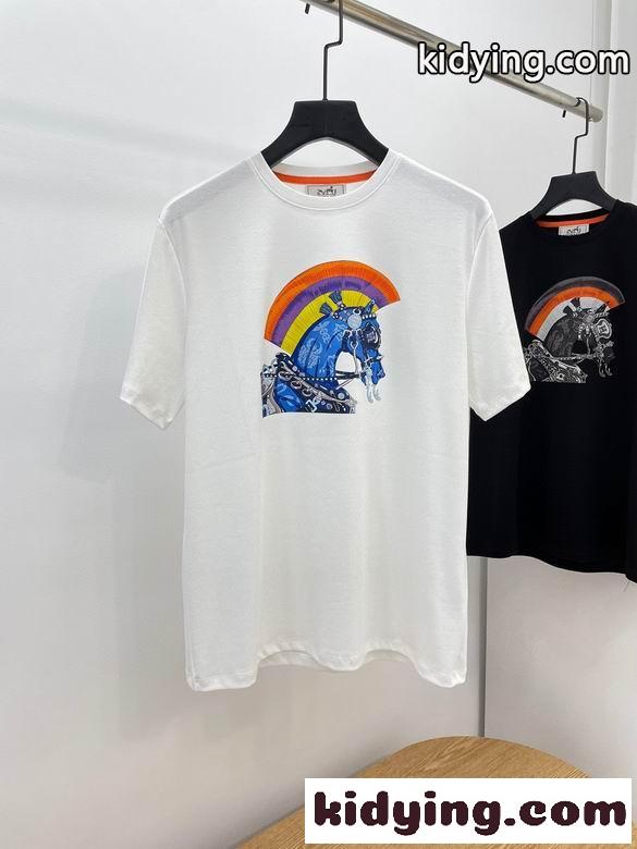 プリント 着心地いい エルメス 半袖tシャツ コピー クルーネック 春夏 定番 合わせやすい トップス-2