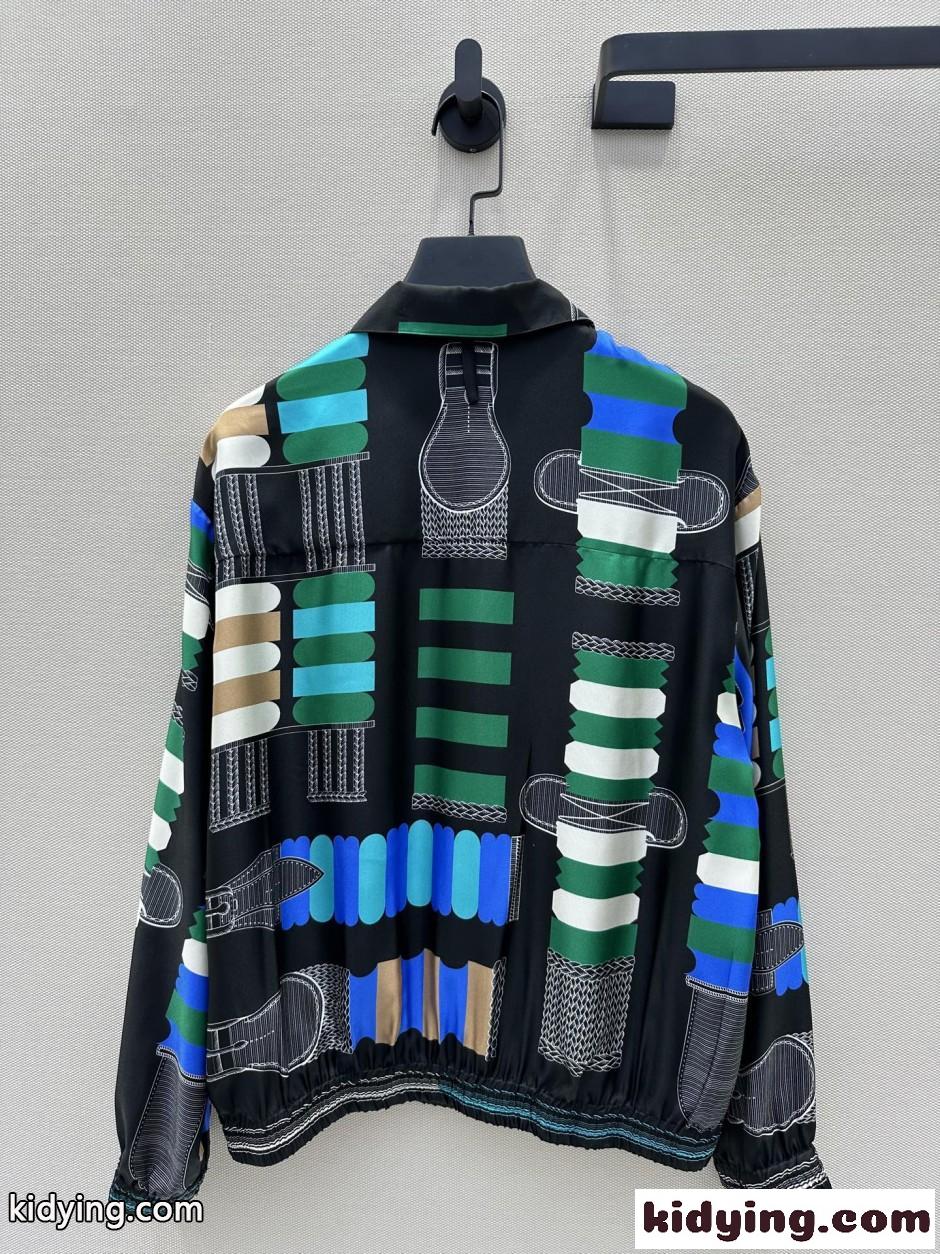 注目される プリント ブルゾン エルメス ジャケット コピー ジップアップ-4