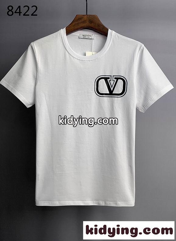 ベーシック クルーネック 半袖 春夏 トップス Vロゴ おしゃれ ヴァレンティノ Tシャツ コピー ホワイト ブラック-1