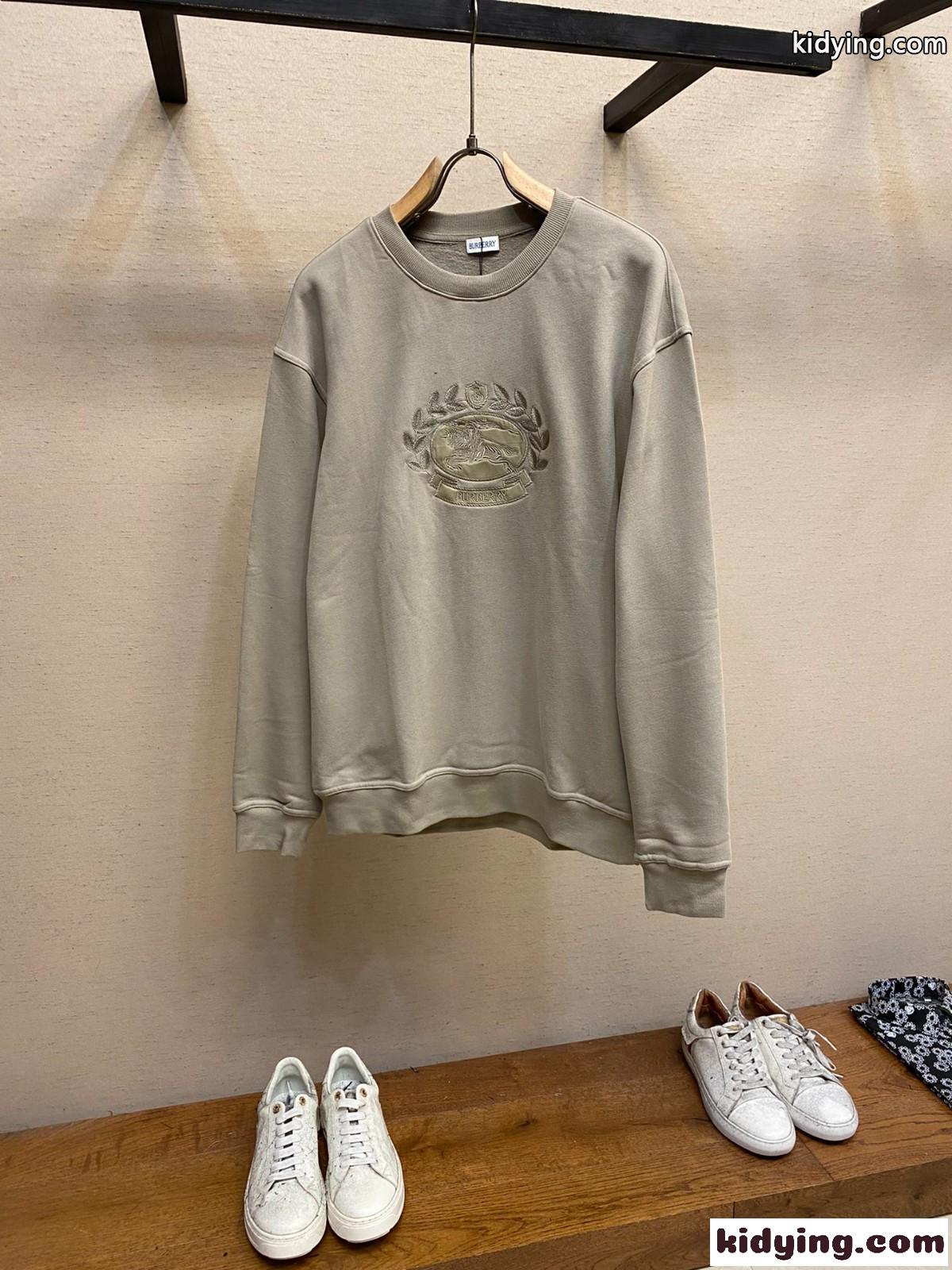 EKD コットンスウェットシャツ バーバリー Tシャツ コピー クルーネック ベージュ-0
