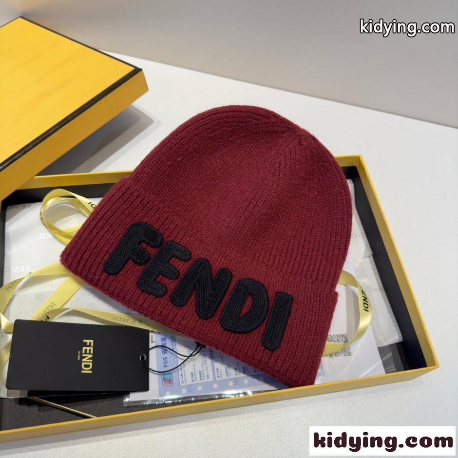 FENDI ロゴ ユニセックス フェンディ キャップ コピー ニットキャップ レッド-2