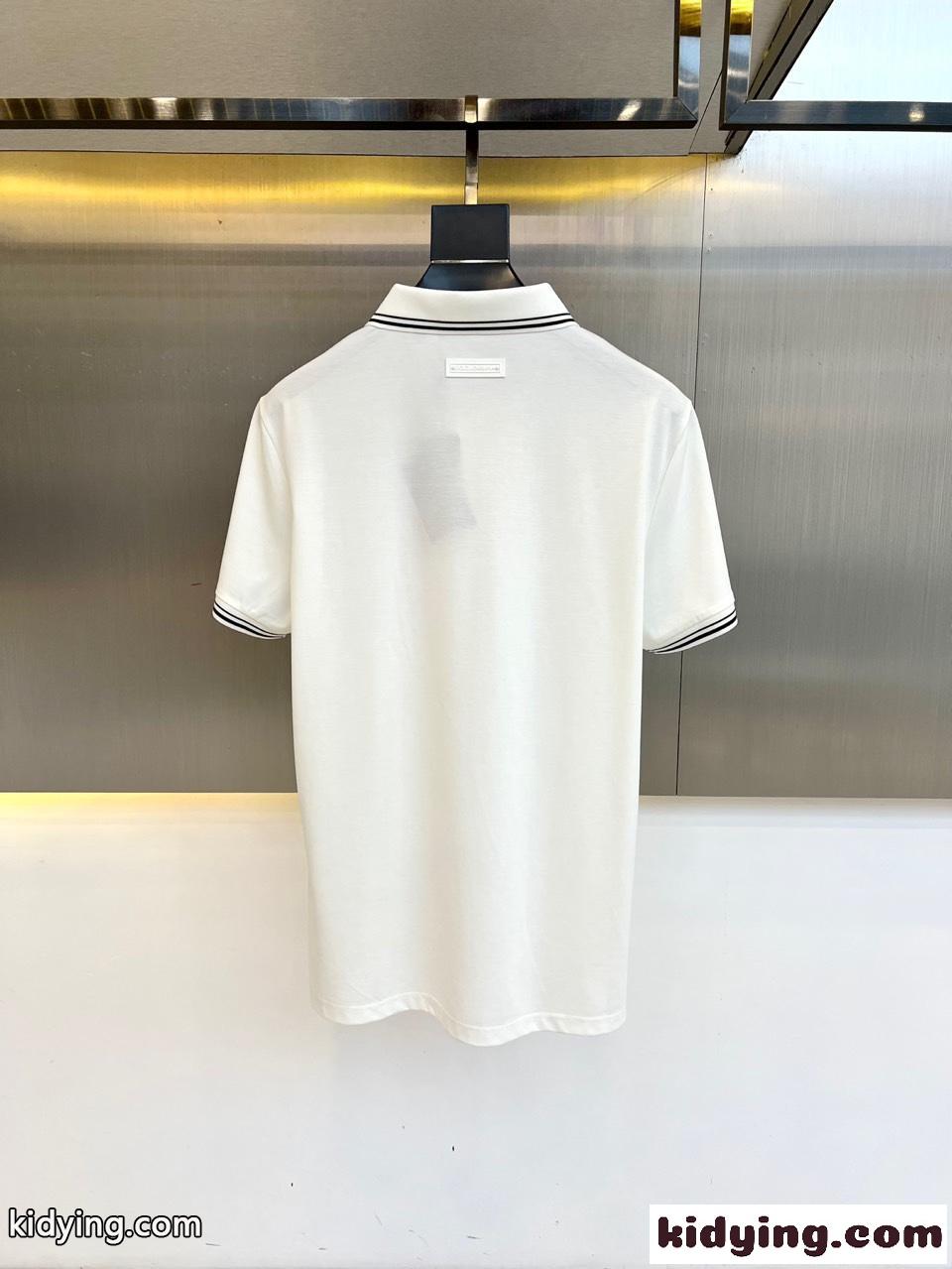 定番 カジュアル コットンピケ ポロシャツ ドルチェ&ガッバーナ Tシャツ コピー ホワイト-3