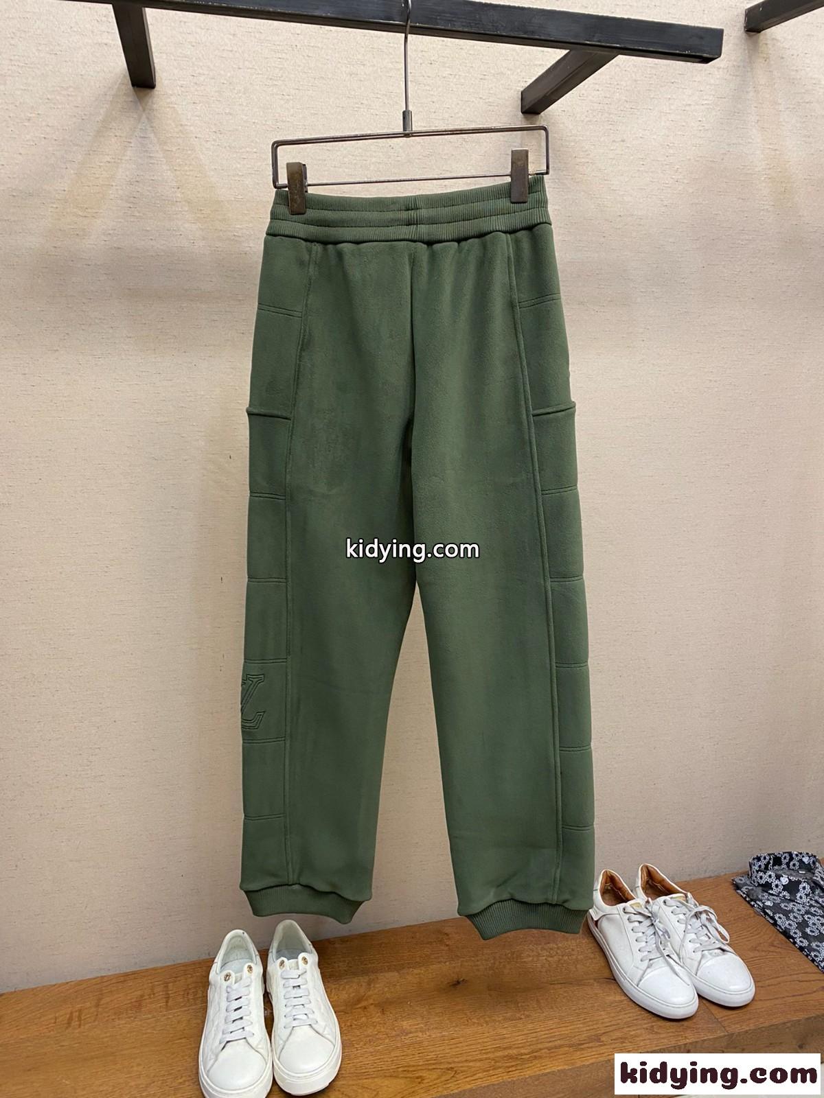 キルテッドテクスチャーウールパンツ ルイヴィトン パンツ コピー グリーン-2