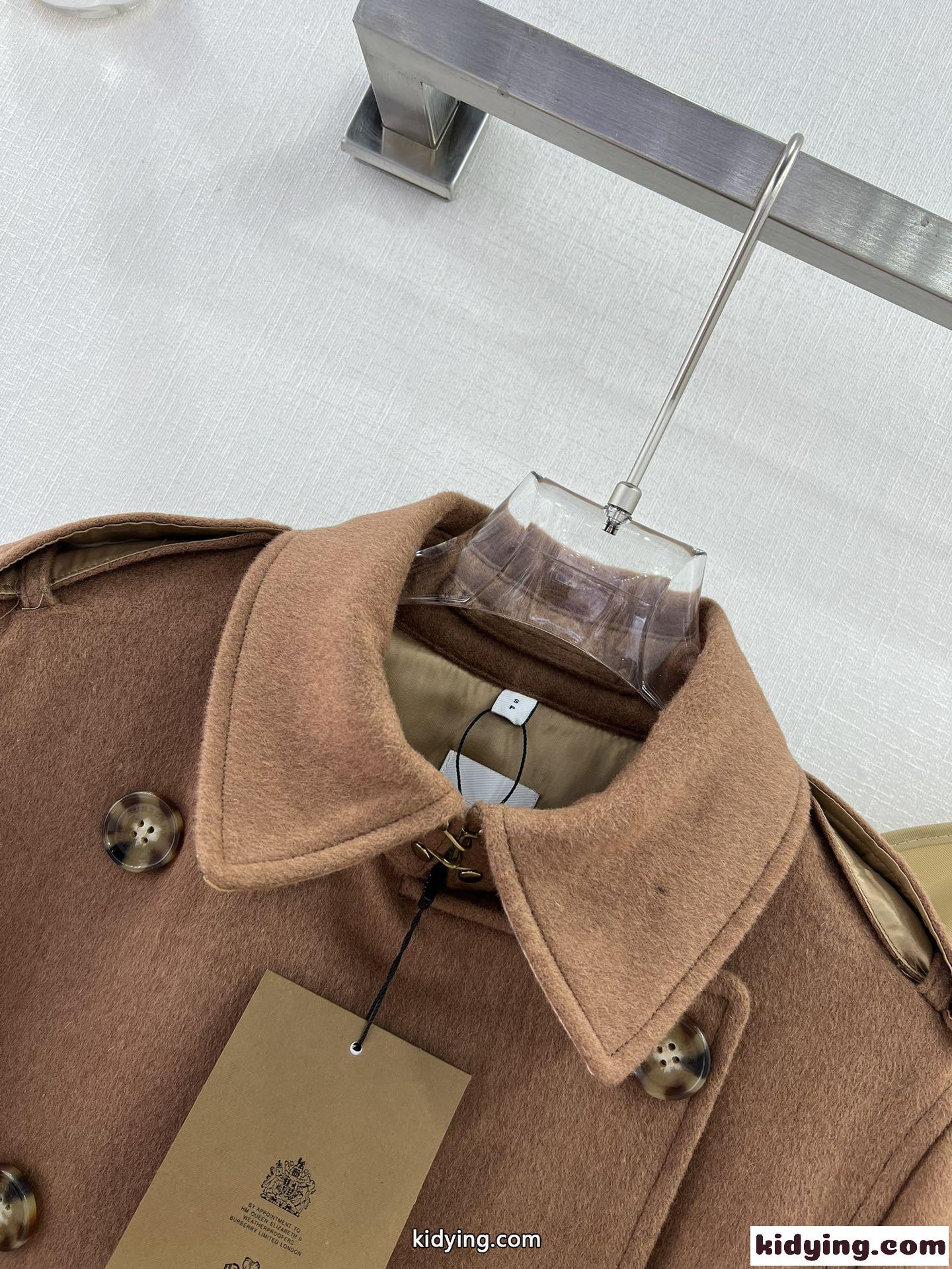 ダブルブレスト カシミヤ ロングコート ベルト付き バーバリー ジャケット コピー ブラウン-2