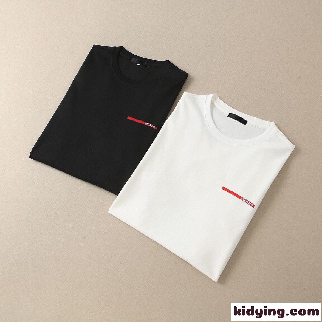 シンプル 合わせやすい クルーネック プラダ Tシャツ コピー 半袖 春夏 トップス-0