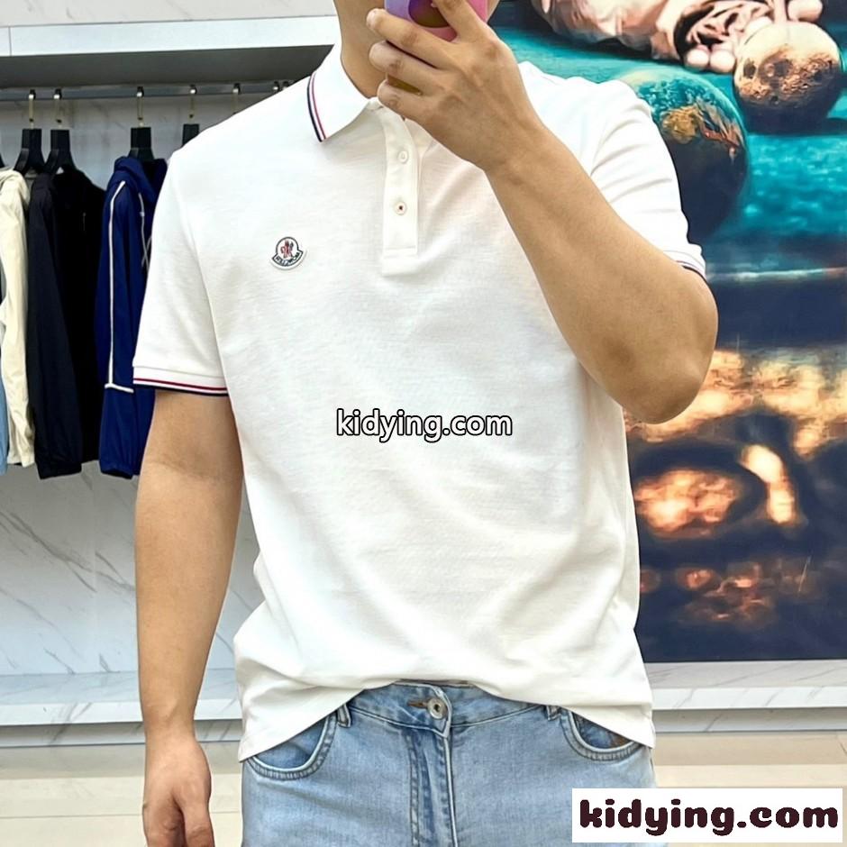 カジュアル 洗練された 半袖 ポロシャツ モンクレール Tシャツ 偽物 ホワイト-0