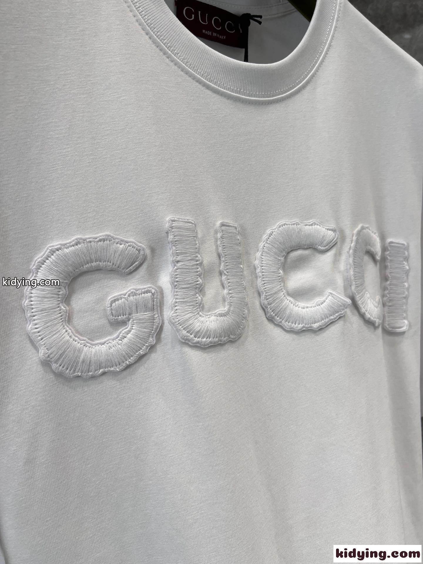 カジュアル ゆったり コットン 半袖Tシャツ グッチ Tシャツ コピー ホワイト-3