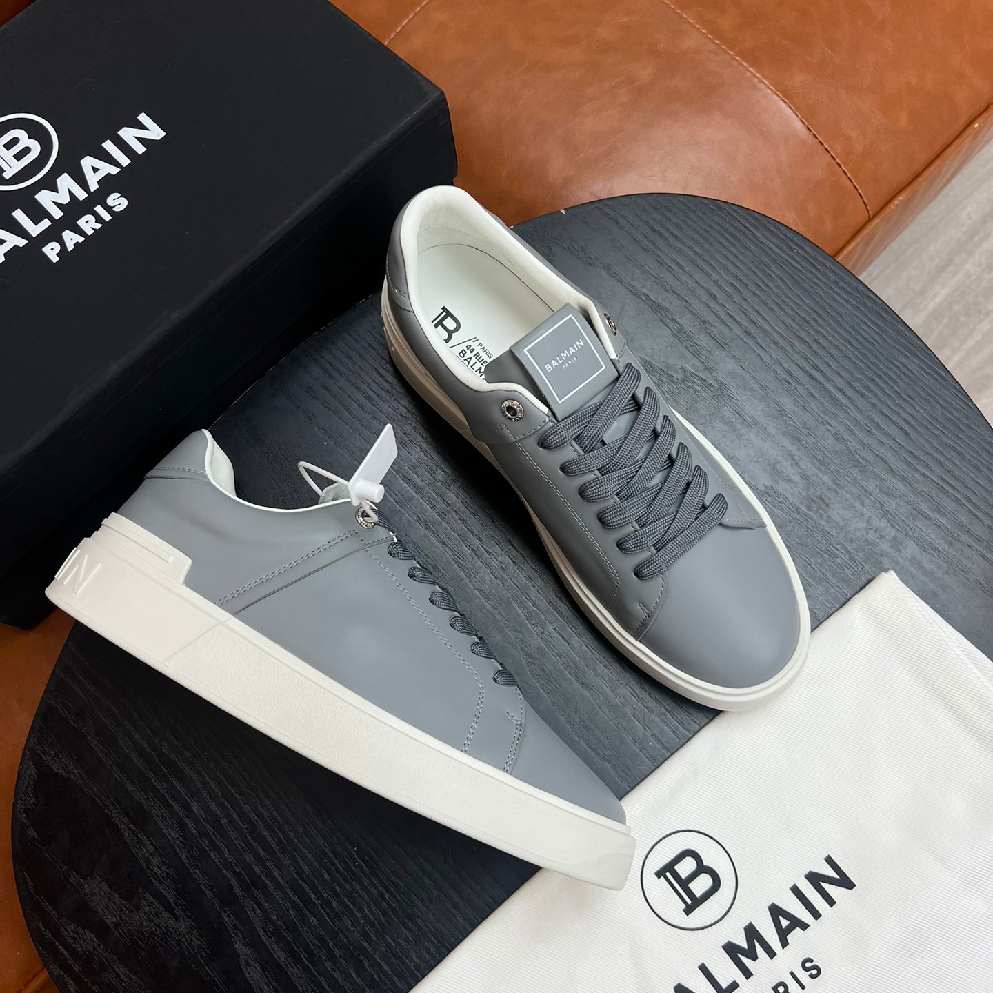 定番 B-Skate ロートップスニーカー バルマン スニーカー コピー グレー-2