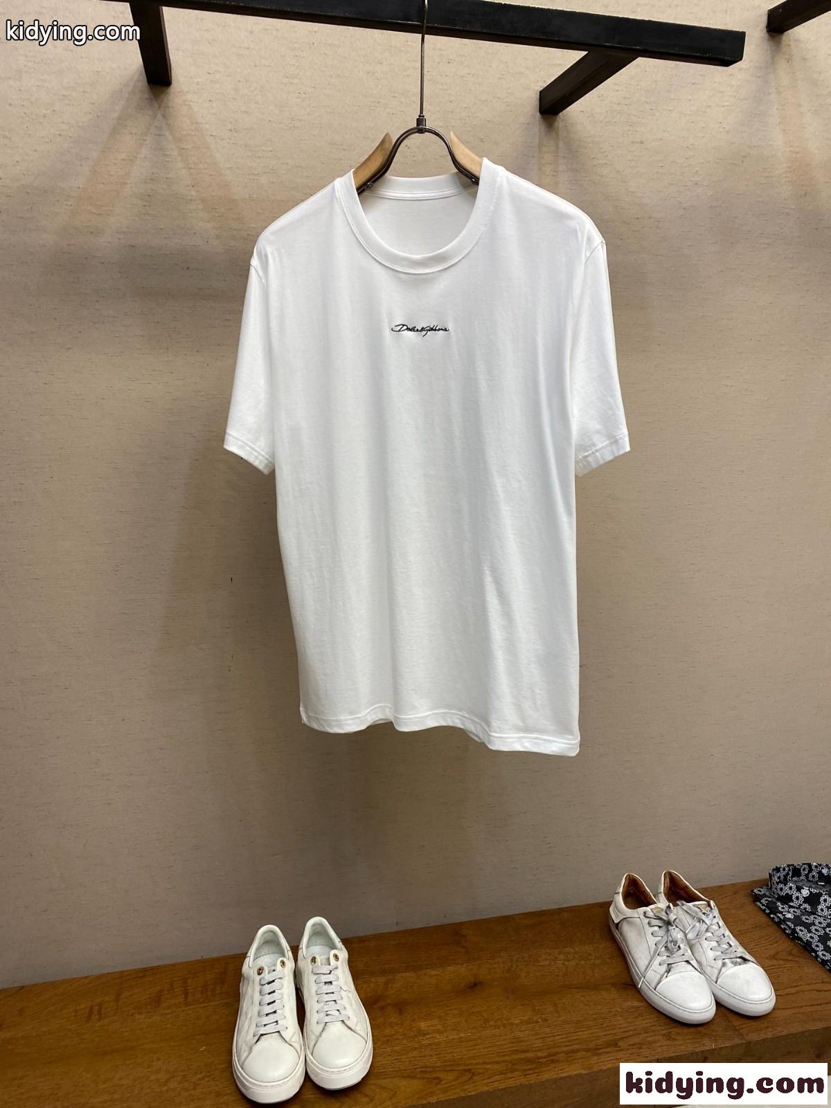 ドルチェ&ガッバーナ Tシャツ コピー シンプル ロゴ 刺繍入り 半袖Tシャツ コットン ホワイト-0