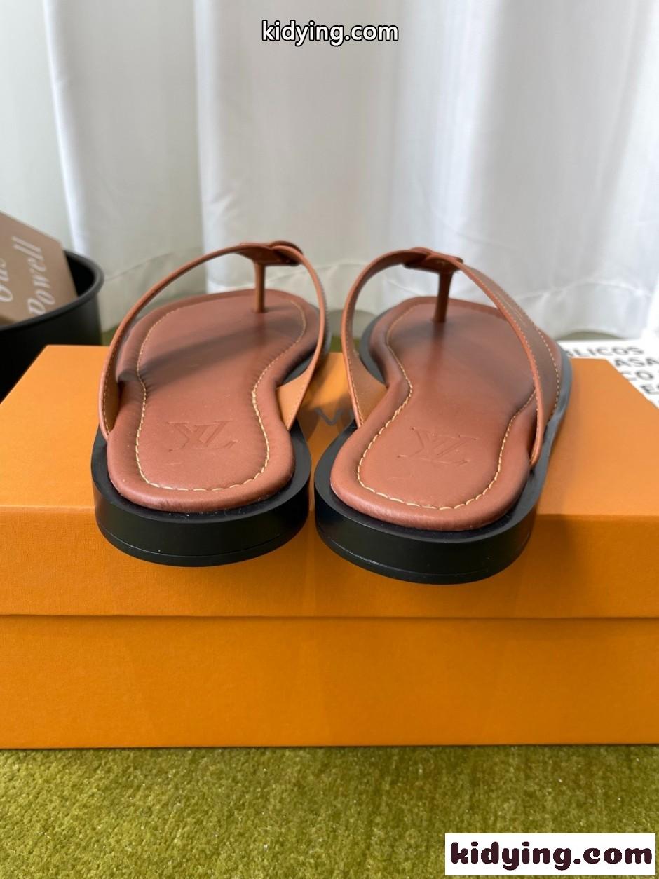 カジュアル LV サンセット トング ルイ・ヴィトン サンダル スーパーコピー ブラウン-4