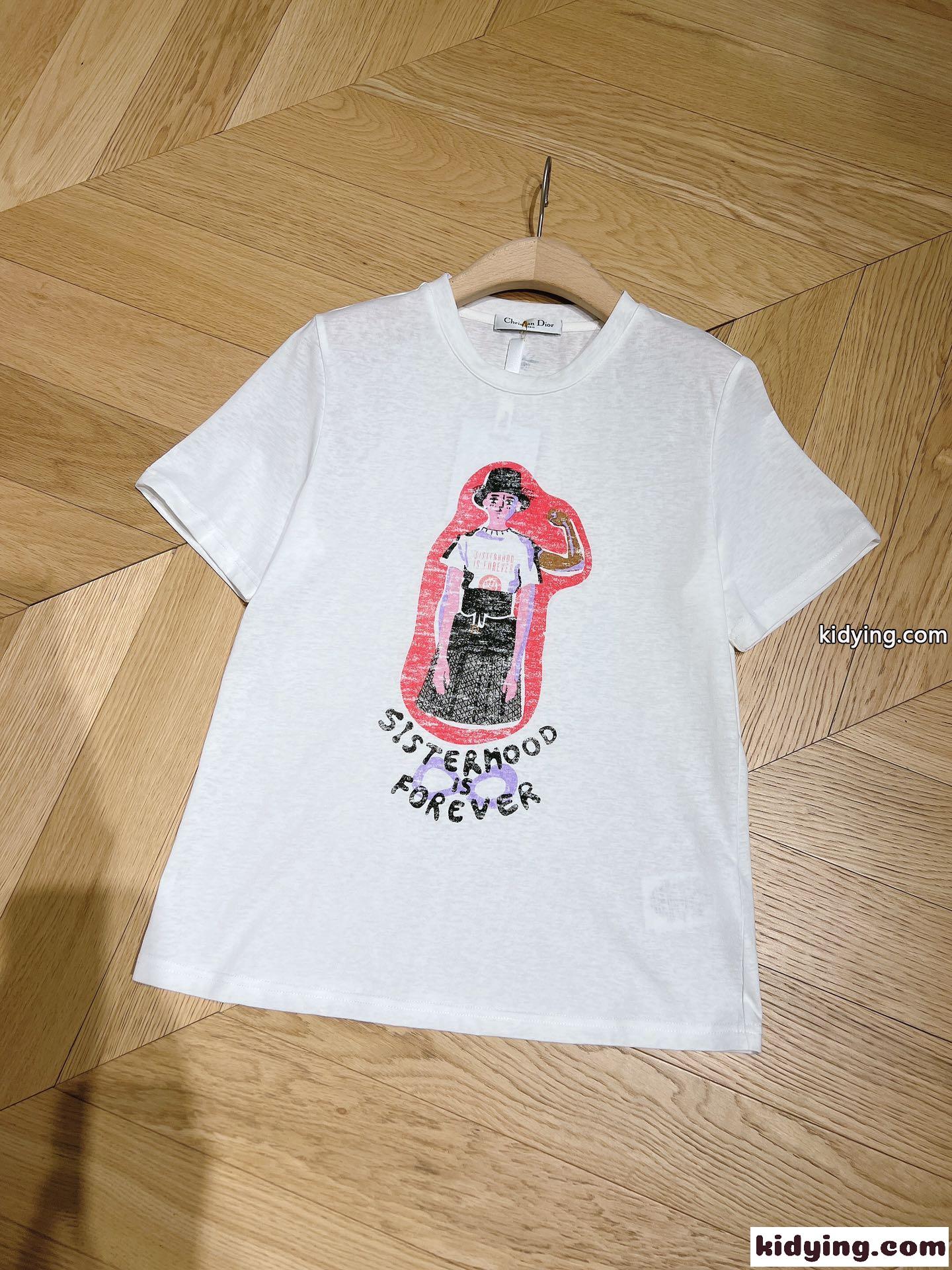 クリスチャン・ディオール Tシャツ コピー カジュアル 合わせやすい プリント クルーネック 半袖Tシャツ-1