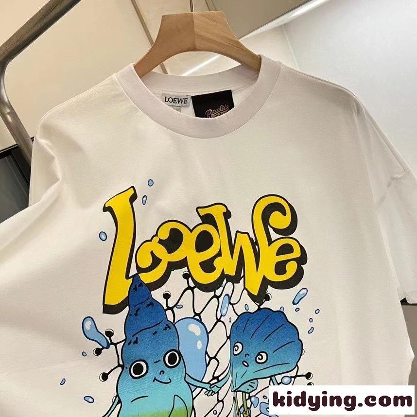 おしゃれ おすすめ プリント ゆったり 体型カバー ロエベ tシャツ コピー 着心地いい クルーネック ユニセックス-2