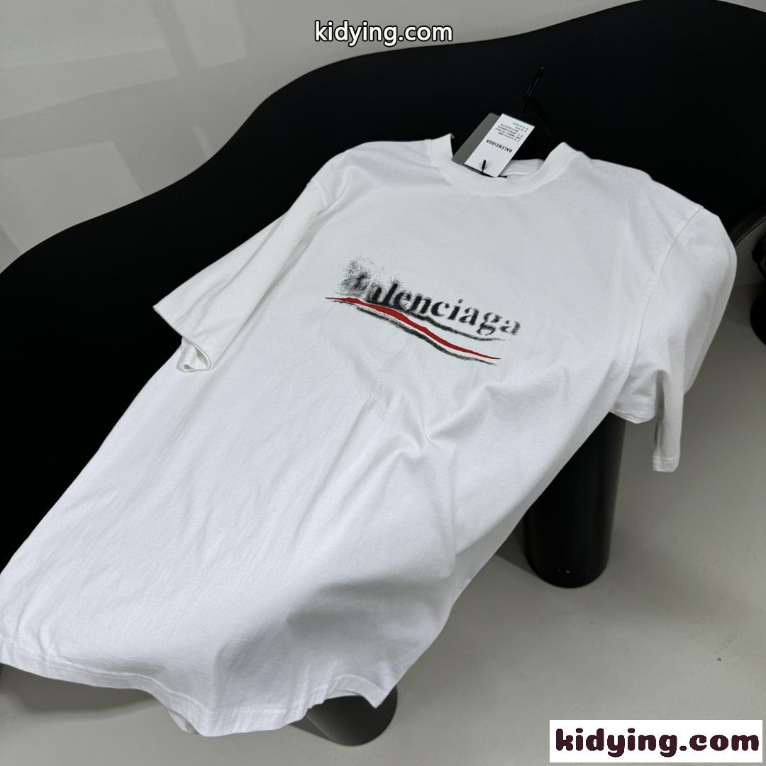 POLITICAL STENCIL 半袖Tシャツ ミディアムフィット バレンシアガ Tシャツ コピー ホワイト-3