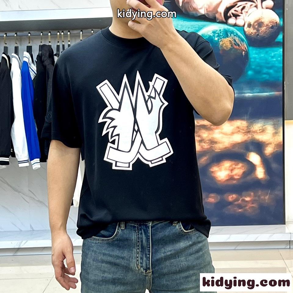 定番 カジュアル コットンジャージ 半袖Tシャツ モンクレール Tシャツ コピー ブラック-2