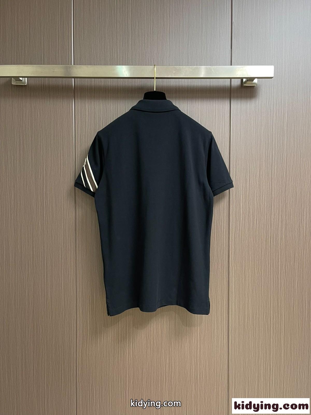 カジュアル モンクレール Tシャツ スーパーコピー コットンピケ 半袖ポロシャツ ブラック-0