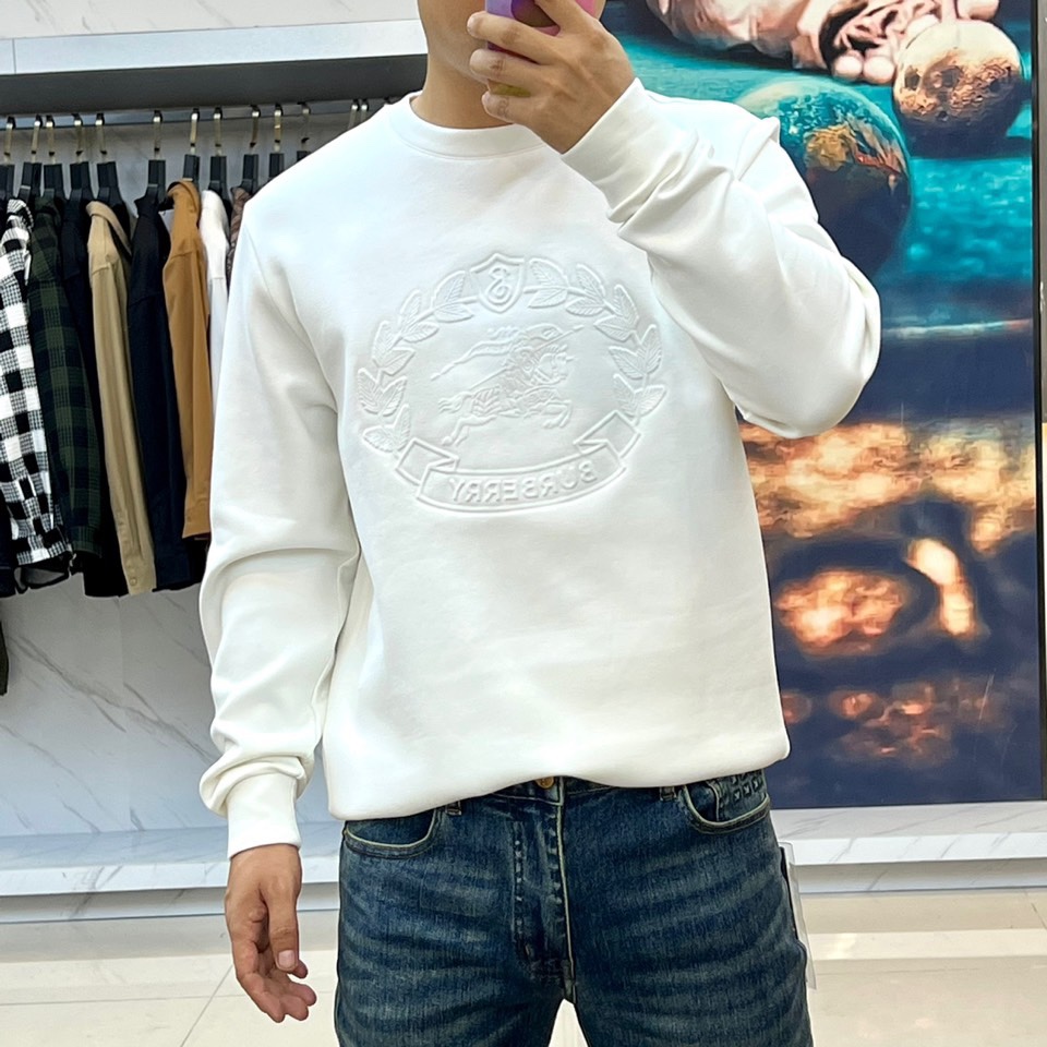 カジュアル シンプル エンボスロゴ バーバリー Tシャツ コピー ホワイト-1