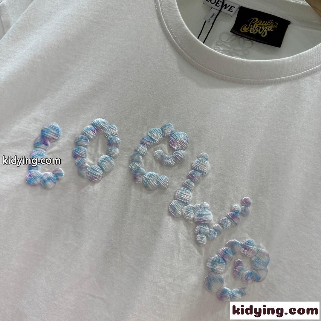 ユニセックス シンプル バブル Tシャツ ロエベ Tシャツ コピー コットン-0