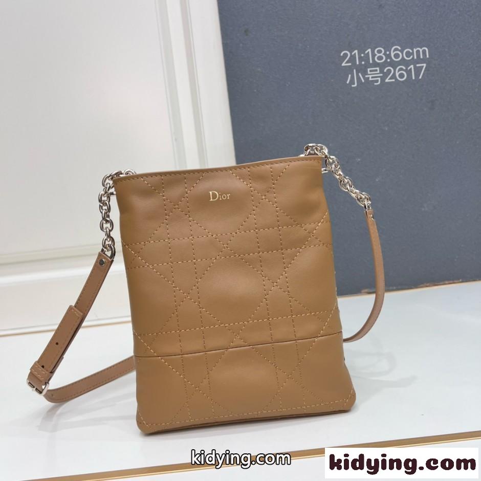 クリスチャン・ディオール Dior Trianon チェーン付き バーティカルバッグ コピー スモール ブラウン-0