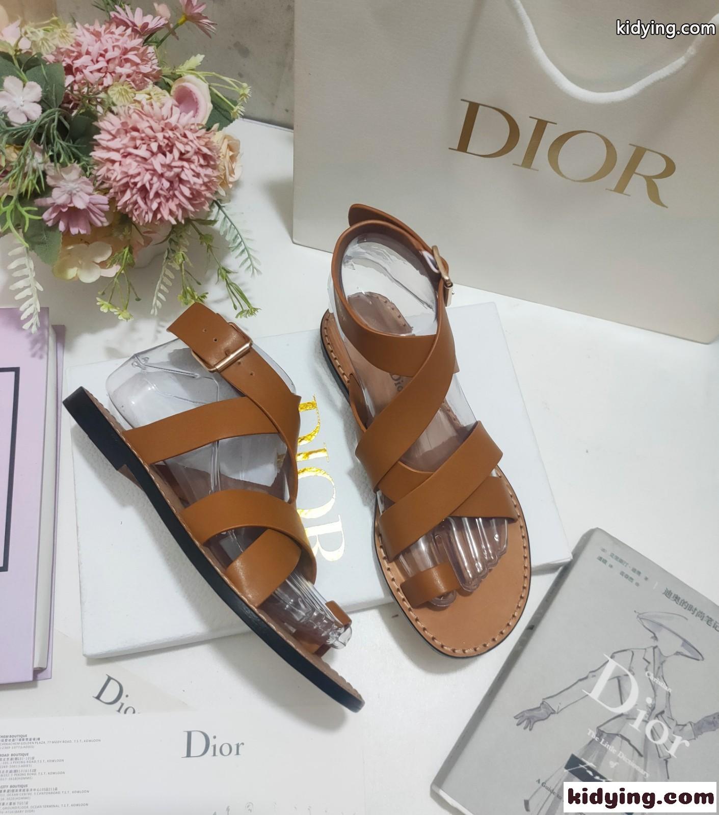 Dioriviera Dior Sun トゥリング サンダル クリスチャン・ディオール サンダル コピー ブラウン-4