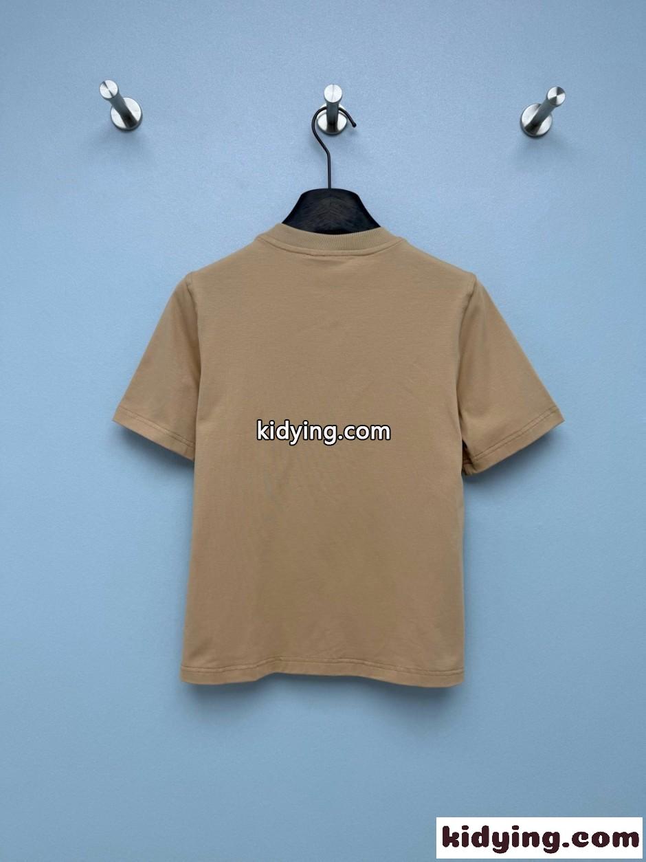 シンプル クルーネック 半袖Tシャツ バーバリー Tシャツ 偽物 コットン ベージュ-3