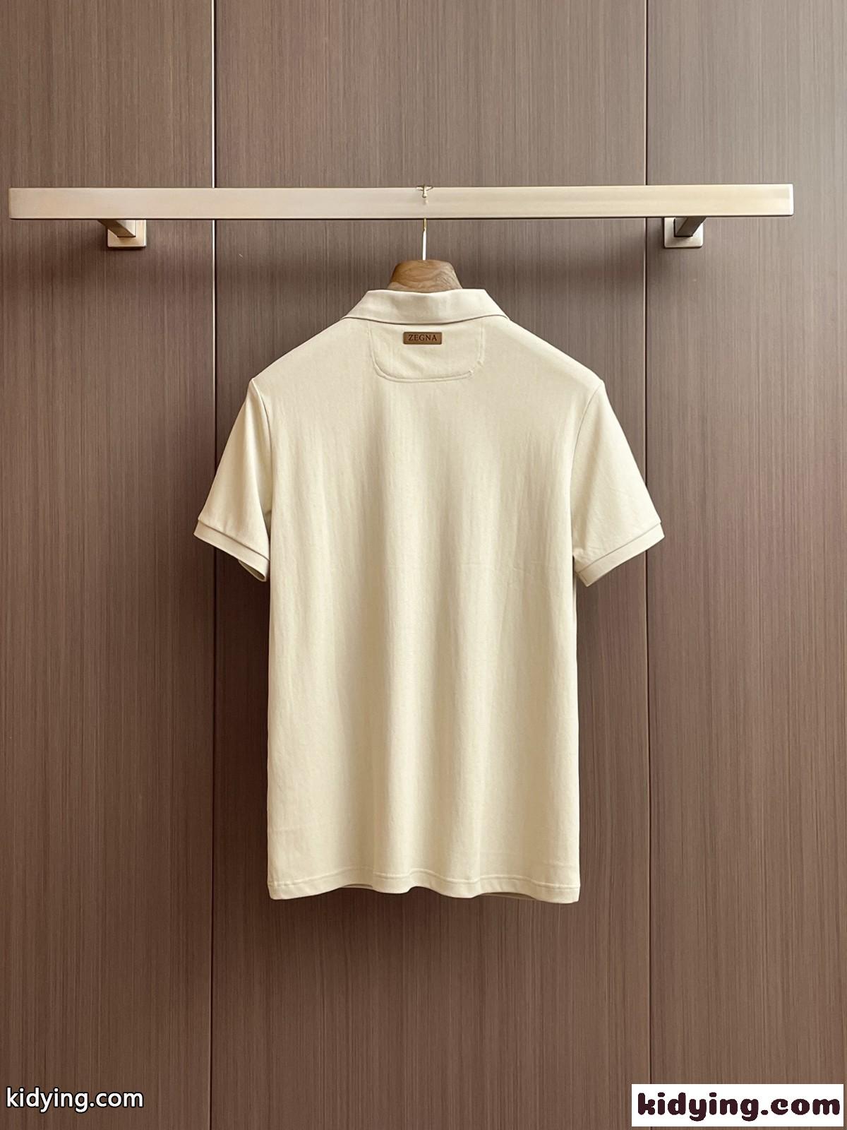 カジュアル エルメネジルド・ゼニア Tシャツ 偽物 コットン スキッパー ポロシャツ ベージュ-4