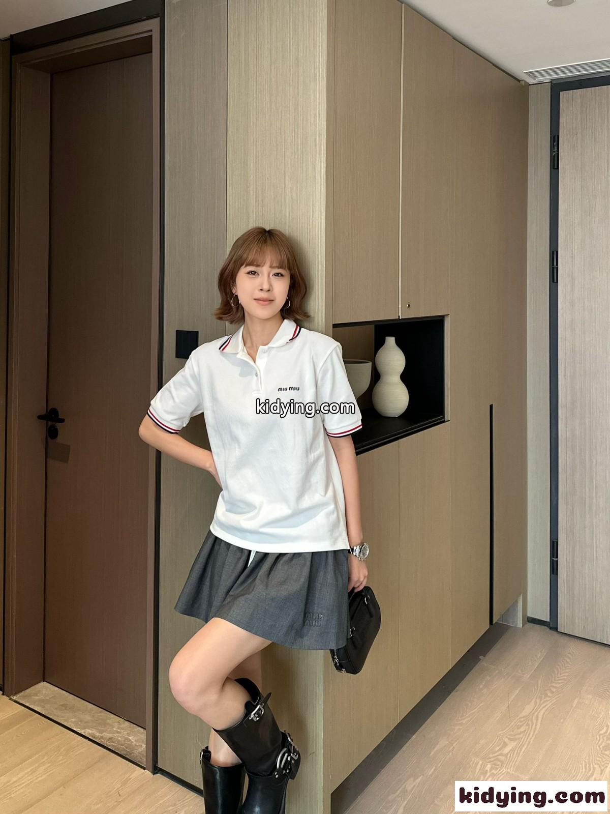 おしゃれ コットンピケ ポロシャツ ミュウミュウ Tシャツ 偽物 レディース-2