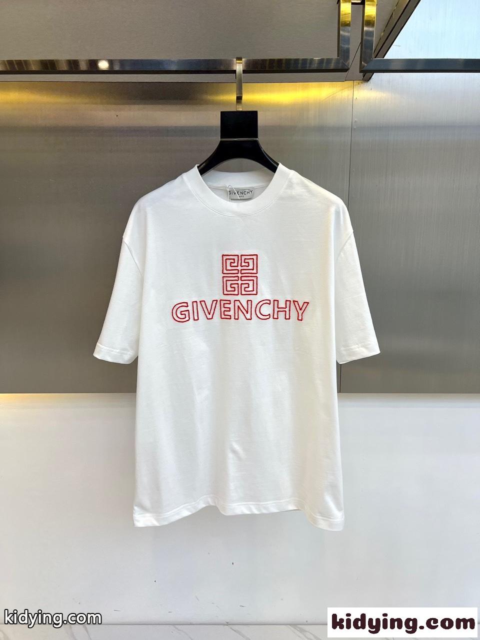 シンプル ロゴ 刺繍入り 半袖Tシャツ ジバンシィ Tシャツ 偽物 ホワイト-0