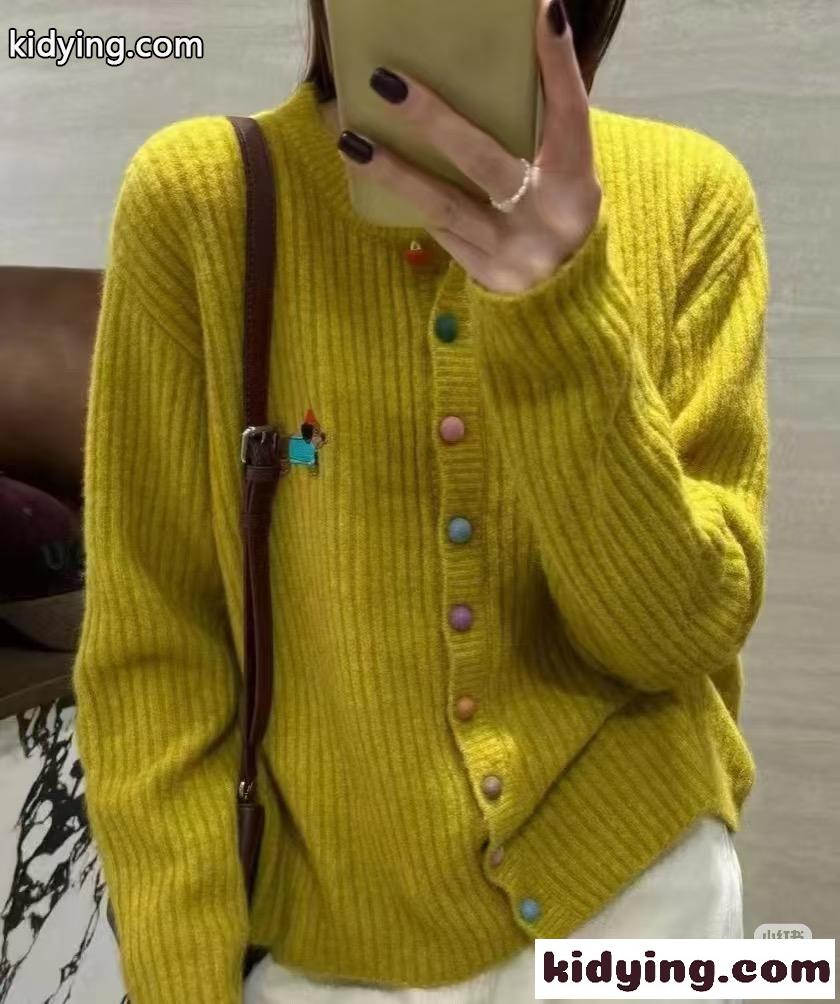 ヘクター刺繍 マルチカラーボタン リブカーディガン トムブラウン ニット 偽物-3