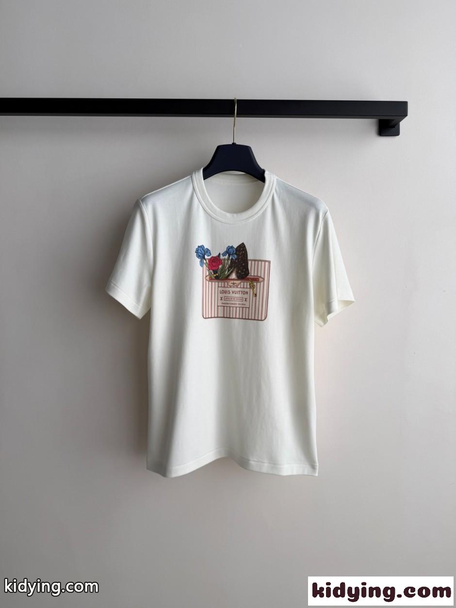 ネヴァーフル プリントTシャツ ルイ・ヴィトン Tシャツ コピー コットン-1