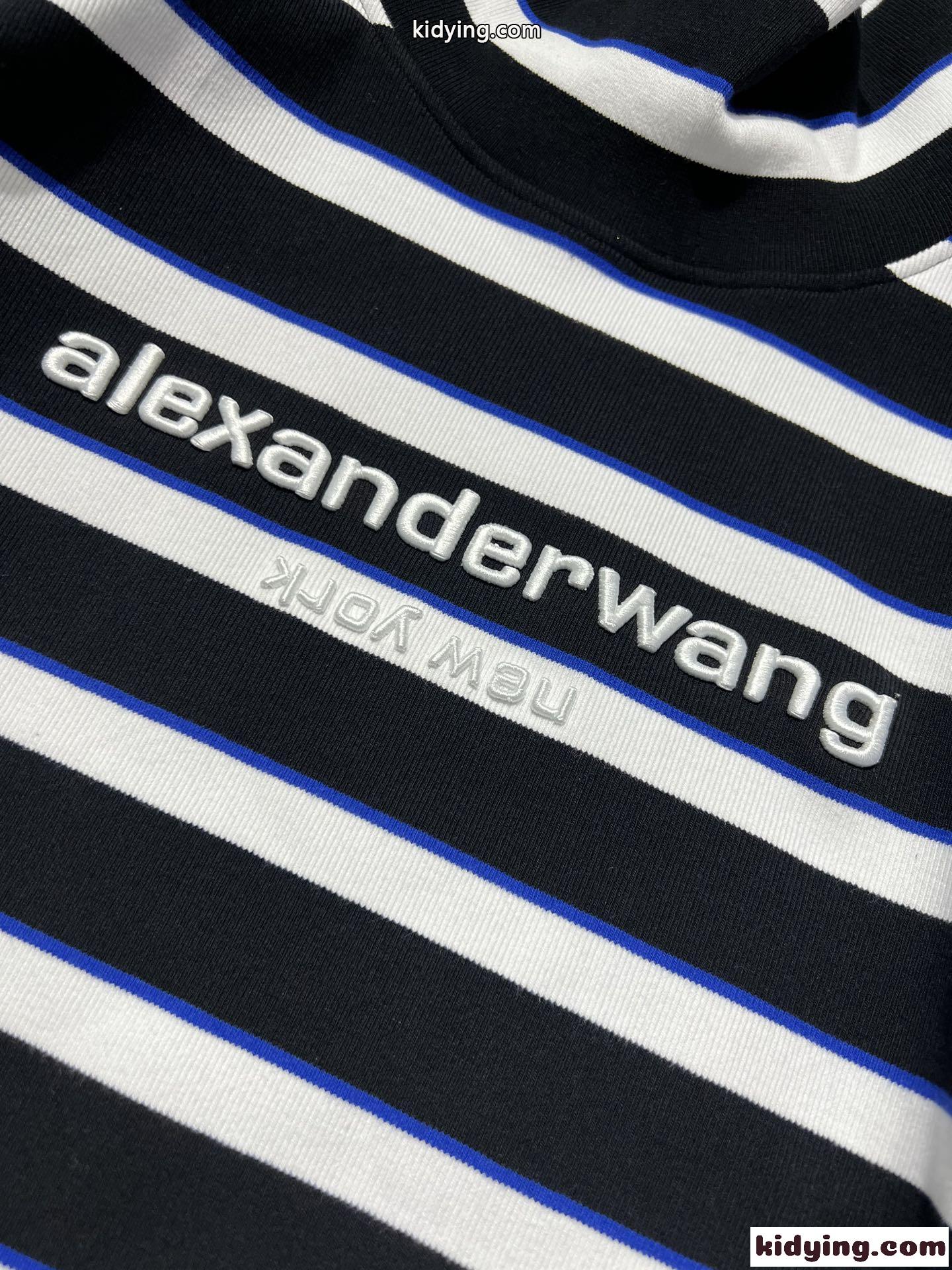 春秋の必須アイテム♪ボーダー柄 ハイネック 長袖 アレキサンダーワング Tシャツ コピー-3